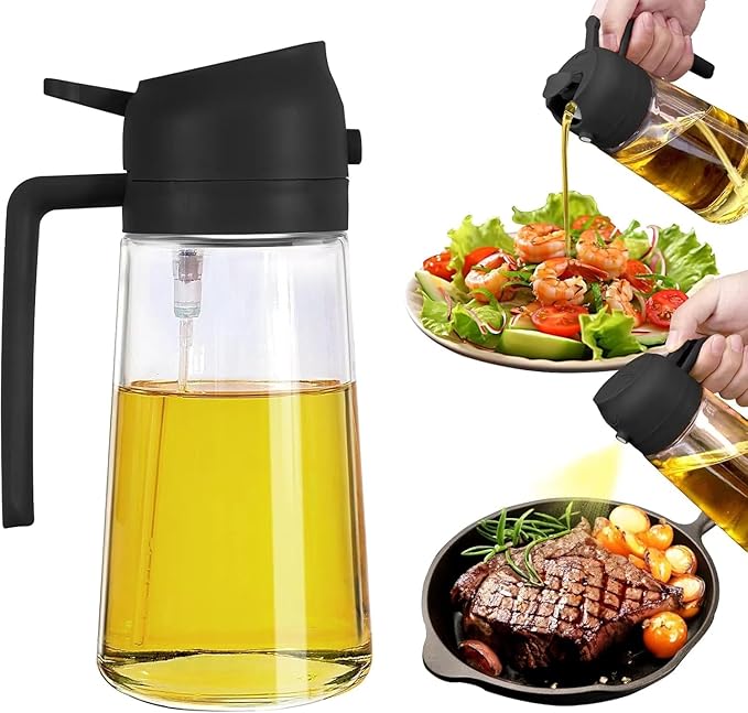 2-in-1 Oil Dispenser & Sprayer | Precision Pouring and Spraying in One Smart Bottle | 470ml