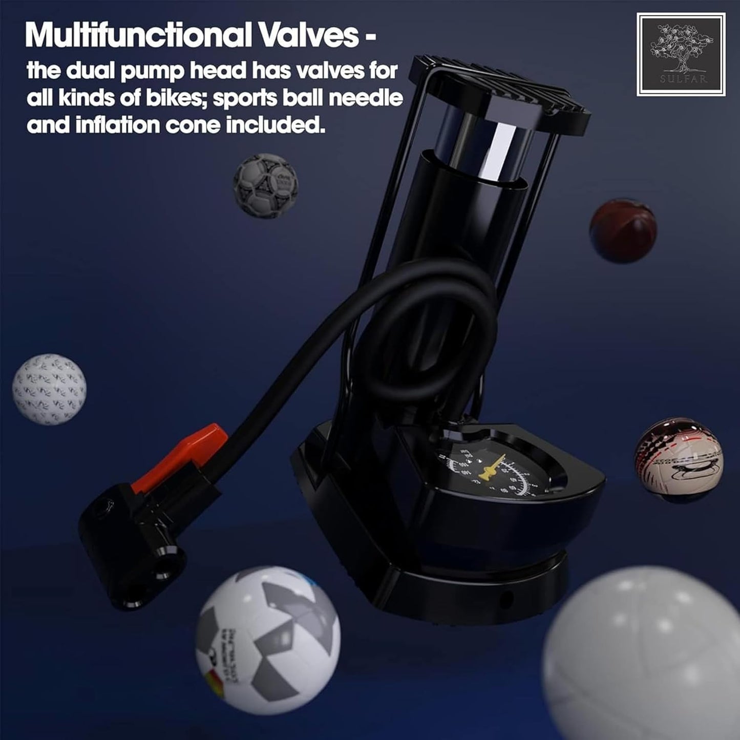 Portable High Pressure Foot Air Pump | For Bikes, Cars, Motorcycles and Sports balls