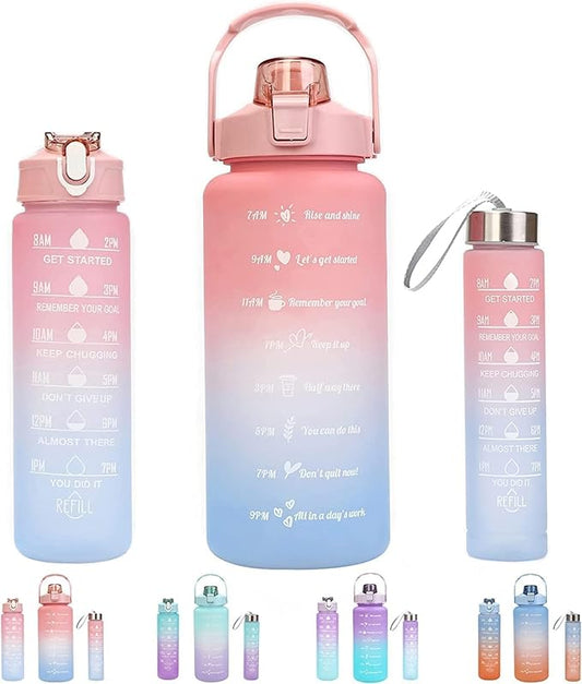 Motivational Water Bottle 3 in 1 Set