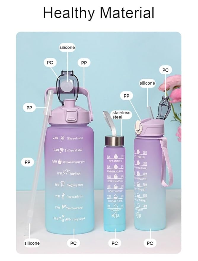 Motivational Water Bottle 3 in 1 Set