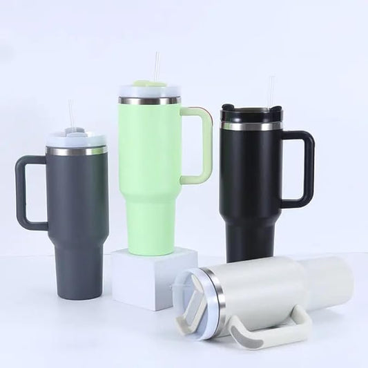 Tumbler with Handle and Straw Lid, Double wall Stainless Steel Insulated for Beverages