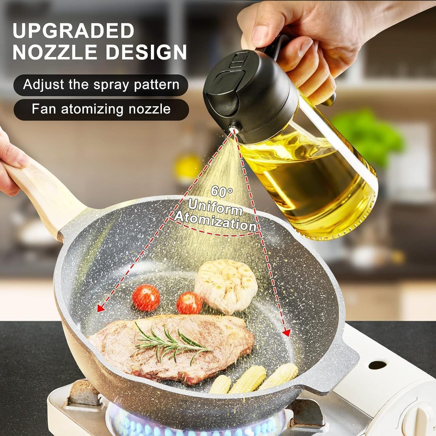 2-in-1 Oil Dispenser & Sprayer | Precision Pouring and Spraying in One Smart Bottle | 470ml