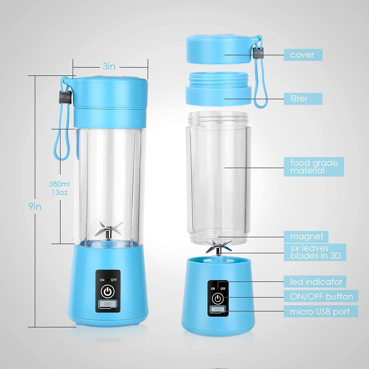 Portable Electric Mini Juicer Blender | One-Touch Blending | Detachable design for easy cleaning