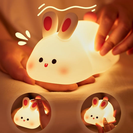 Rabbit Night Lamp |3 brightness levels | 7-color glow |15-hour rechargeable Battery