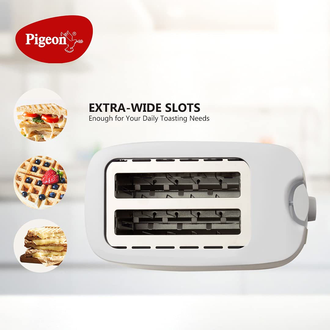 Pigeon 2 Slice Auto Pop up Toaster. A Smart Bread Toaster for Your Home (750 Watt) (White)